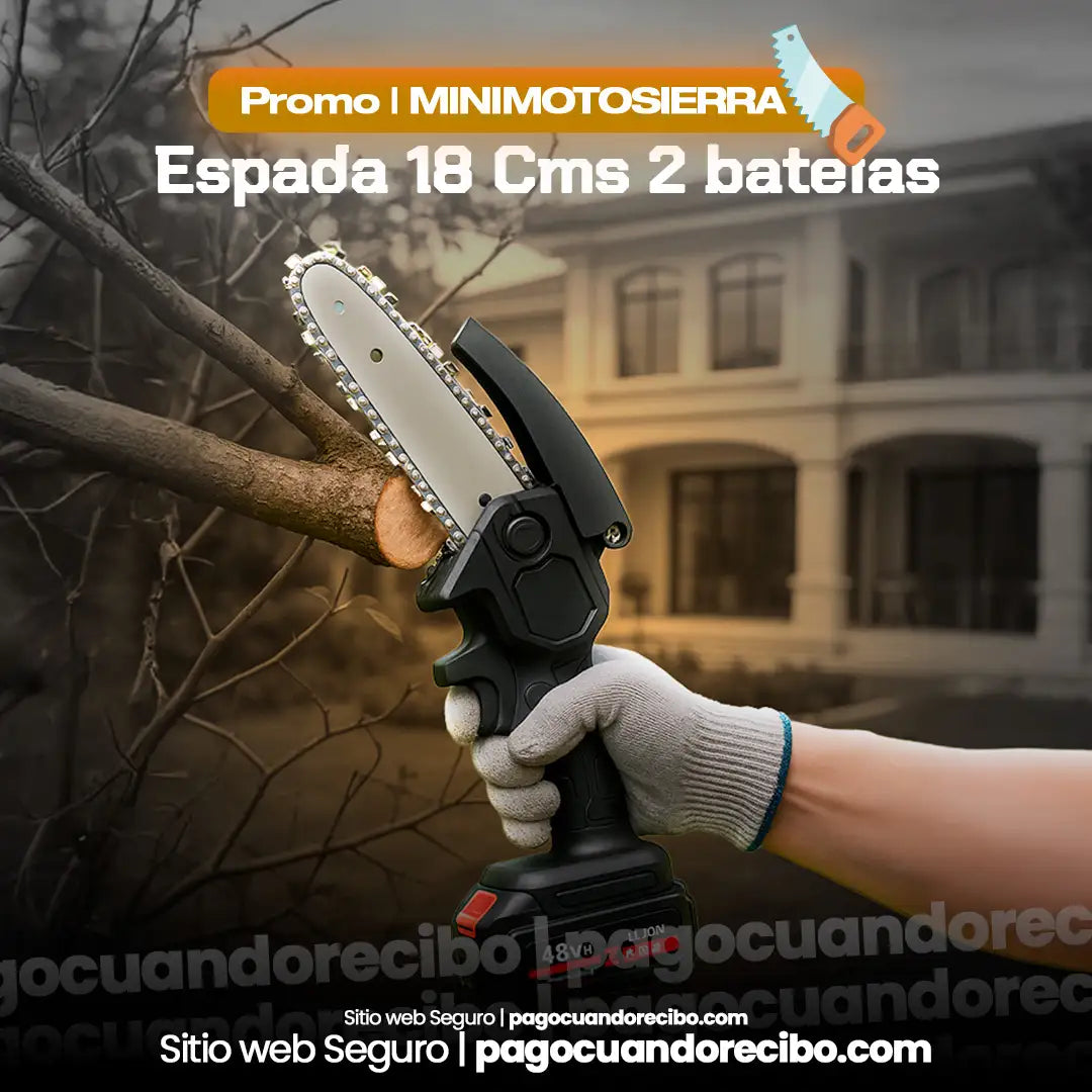 Mini Motosierra Inalámbrica espada 18 cm, 2 baterías, envío gratis