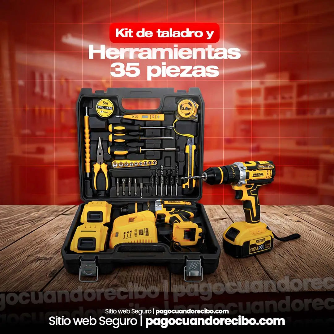 Kit taladro y herramientas 35 piezas