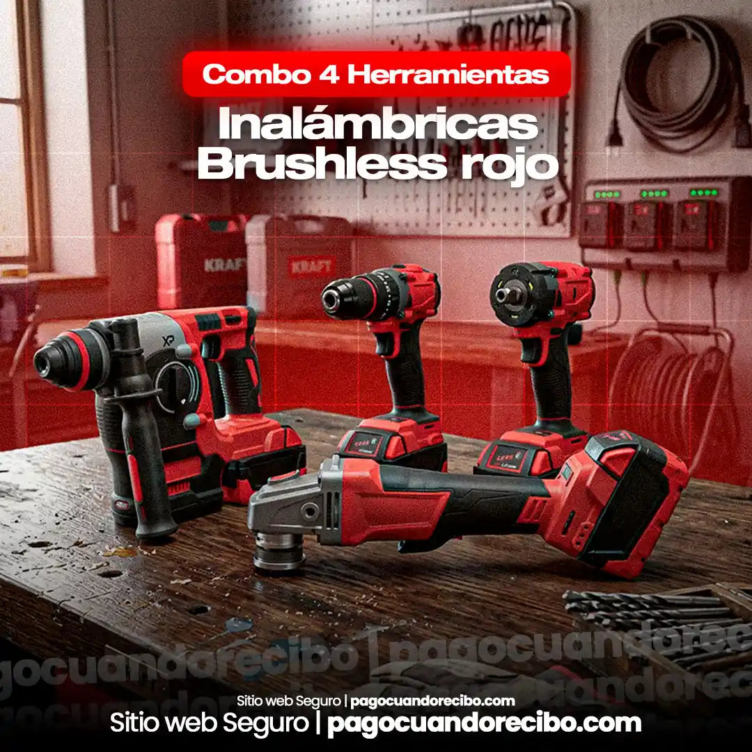 Combo 4 Herramientas Inalámbricas Brushless — Rojo
