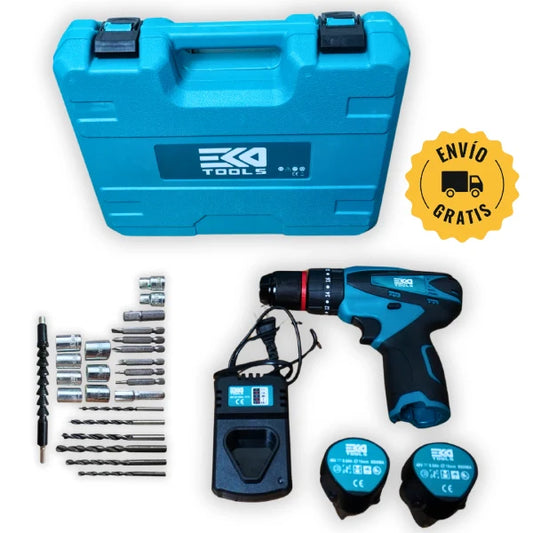 Kit Taladro Inalámbrico con mandril metálico de 3/8