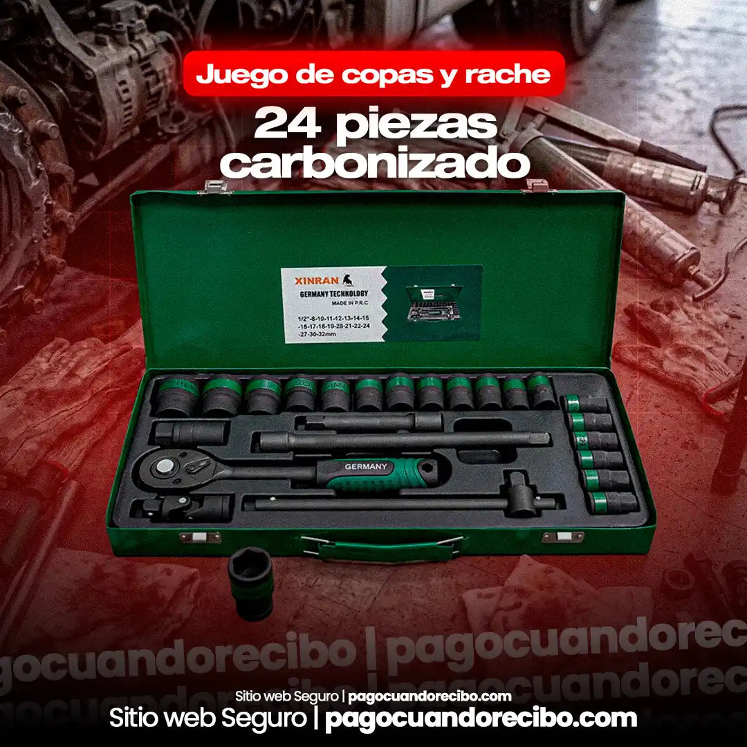 Juego de Ratchet 1/2 - 24 Piezas Carbonizado