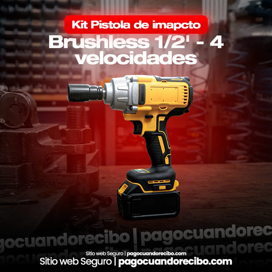 Kit Pistola de impacto brushless 1/2' - 4 velocidades