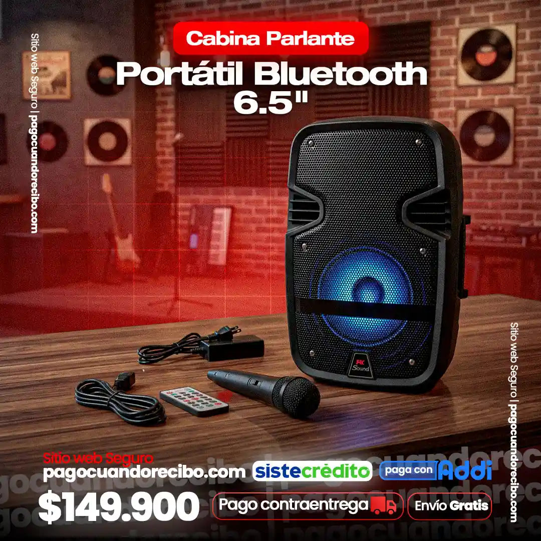 Cabina Parlante Portátil Bluetooth 6.5"