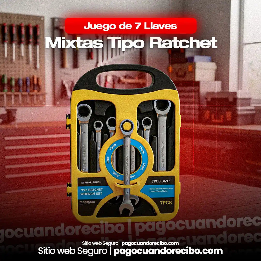 Juego de 7 Llaves Mixtas Tipo Ratchet