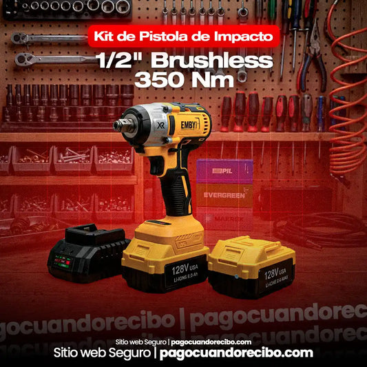 Kit de Pistola de Impacto 1/2" Brushless 350 Nm